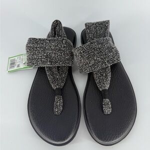 Sanuk Yoga Sling Knitster Sandals Flip Flops  Black Women's Size 10 New NWT